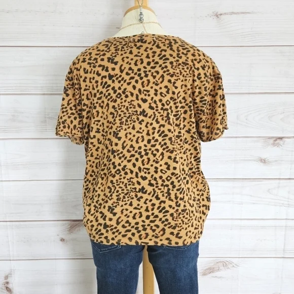 Free People We the Free Clarity T Shirt in Cheetah Combo Size Medium - Picture 6 of 10